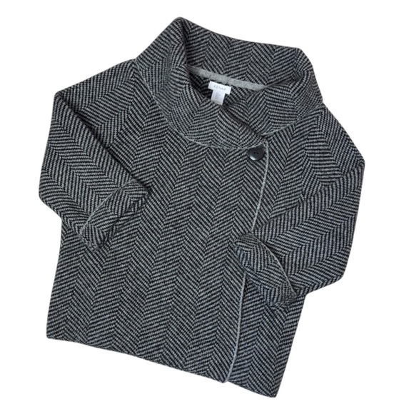 Kenar Black White Herringbone Wool Blend Jacket Large - Picture 7 of 11